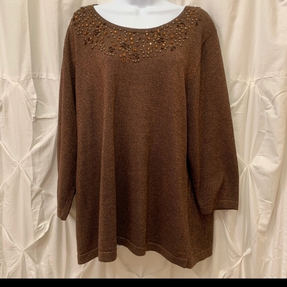 TanJay Tops - TanJay Shimmery Beaded Bejewled‎ Sweater